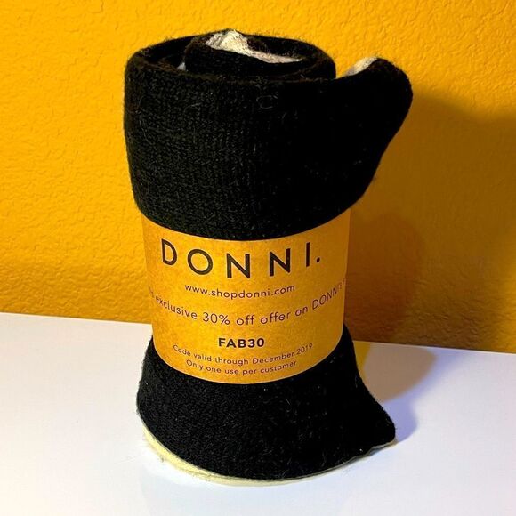 DONNI TRI-COLOR COLOR block soft cozy blanket scarf w/ fringe Grey Black Cream